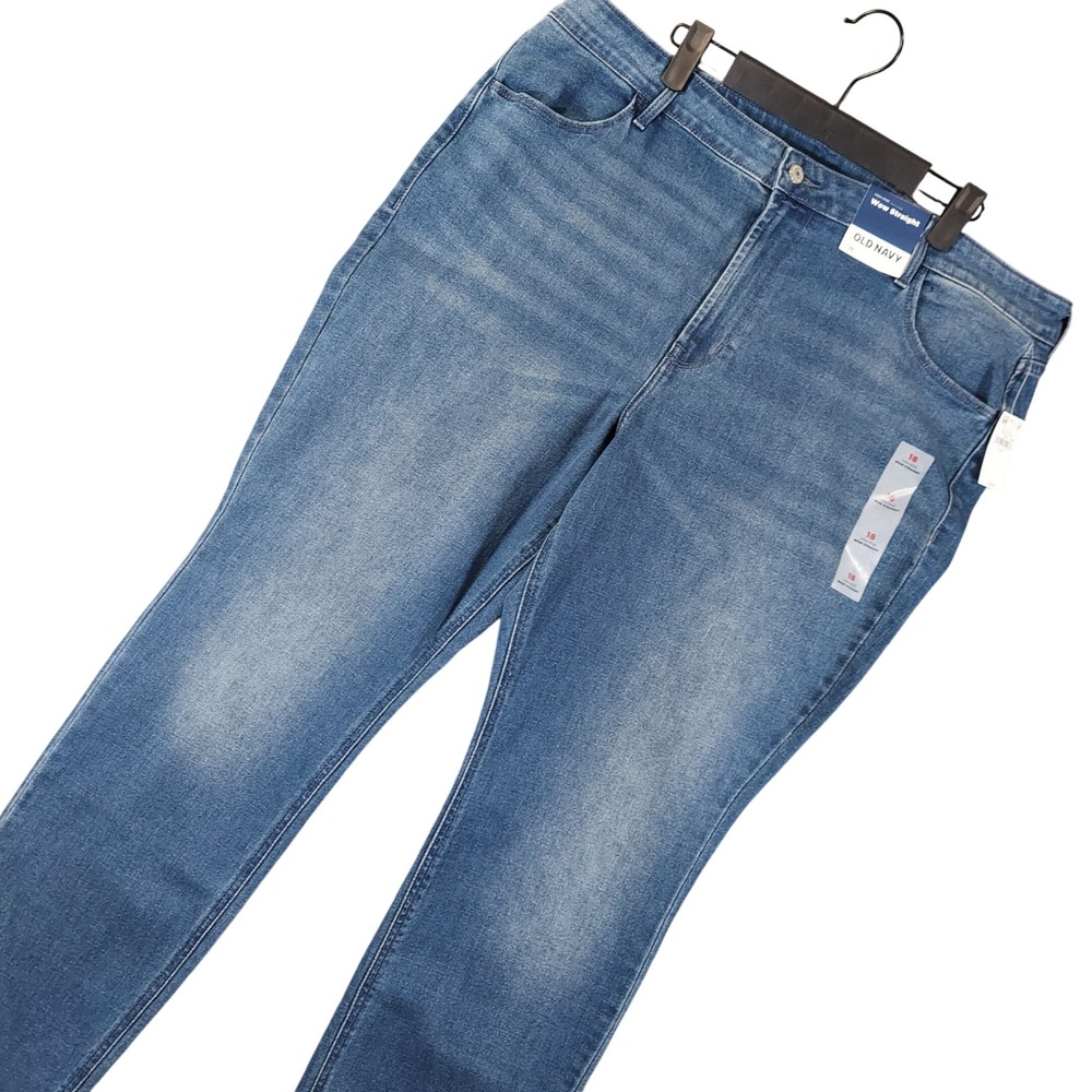 Old Navy Jeans Women 18 Blue Wow Straight High Rise Stretch Medium Wash 734874